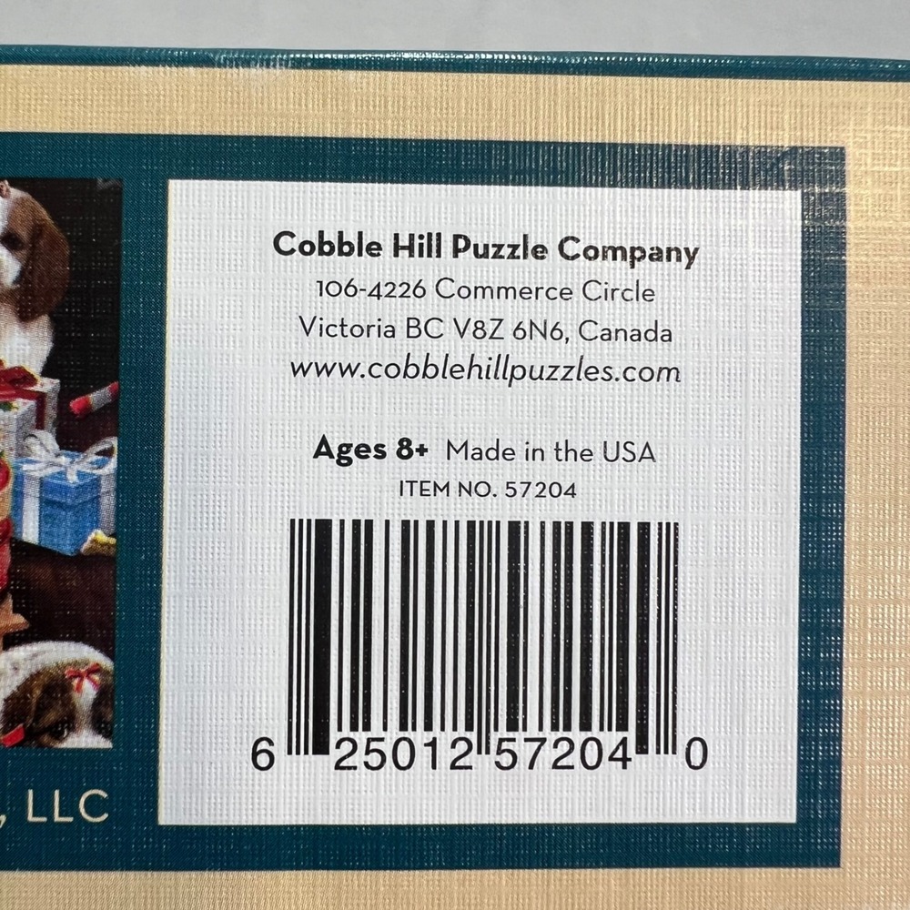 Cobble Hill Jigsaw Puzzle Christmas Puppies Holiday Dog Sled Textured 500 Piece - Picture 7 of 8